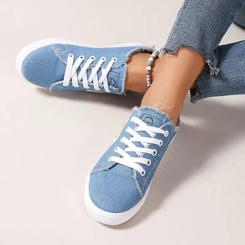 Cyrelia - Chaussures en toile lacées plates tendance et confortables qui vont avec tout