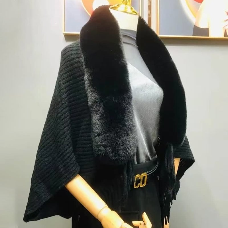 Martine - Châle élégant en fourrure de lapin pour un hiver luxueux