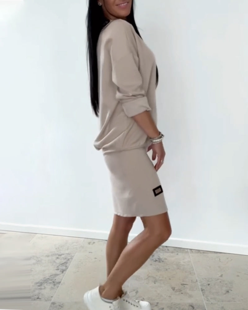 Jovirae - Robe Droite Décontractée à Manches Longues
