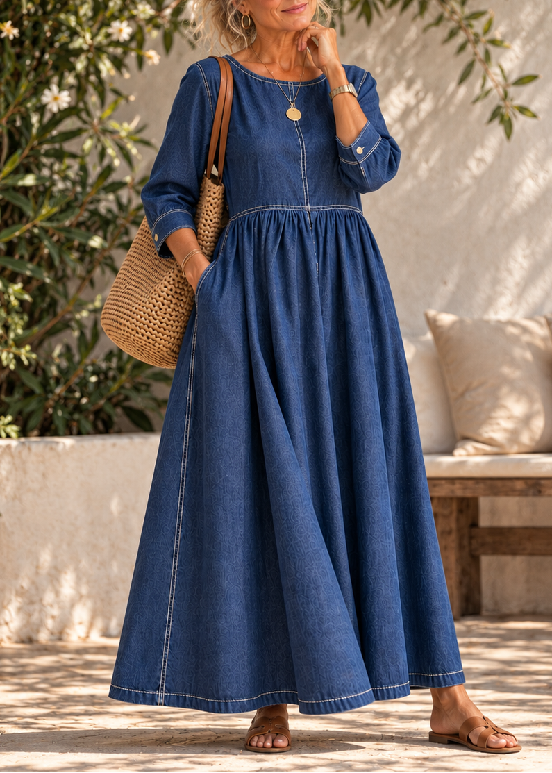 Beatrijs - Robe femme midi en denim vintage