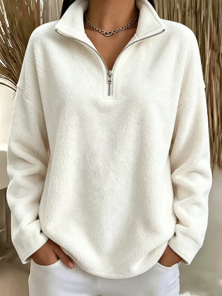 Harmke - Sweat femme polaire demi-zip confortable