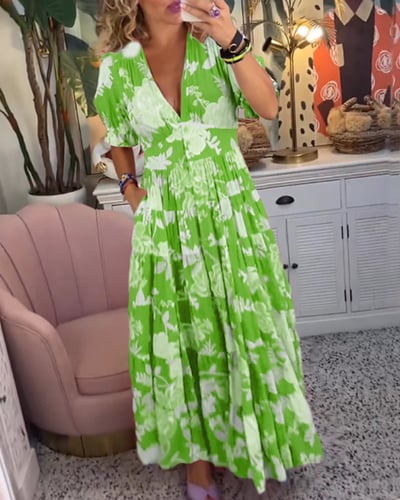 Isabeau - Robe Longue Confortable avec Col V et Poches