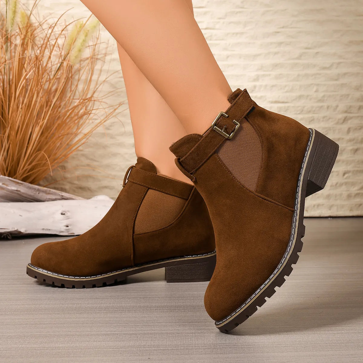 Gisarae - Bottines Plates En Cuir Style Vintage Élégant