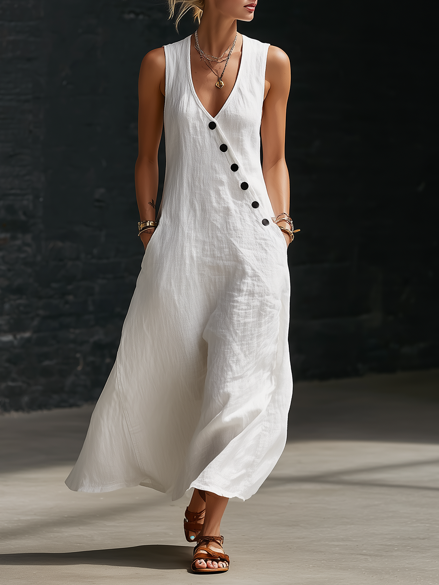 Fazira - Robe Femme Maxi Boutonnée Coupe Fluide Confort Quotidien