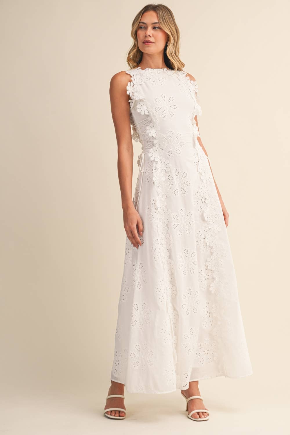 Orylisse - Robe maxi femme brodée avec dentelle florale élégante