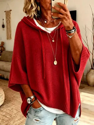 Vérène - Pull à capuche femme oversize en maille douce
