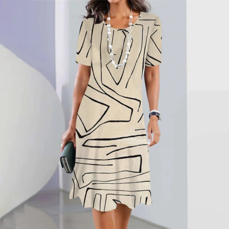 Serine - Robe femme trapèze à imprimé contrasté