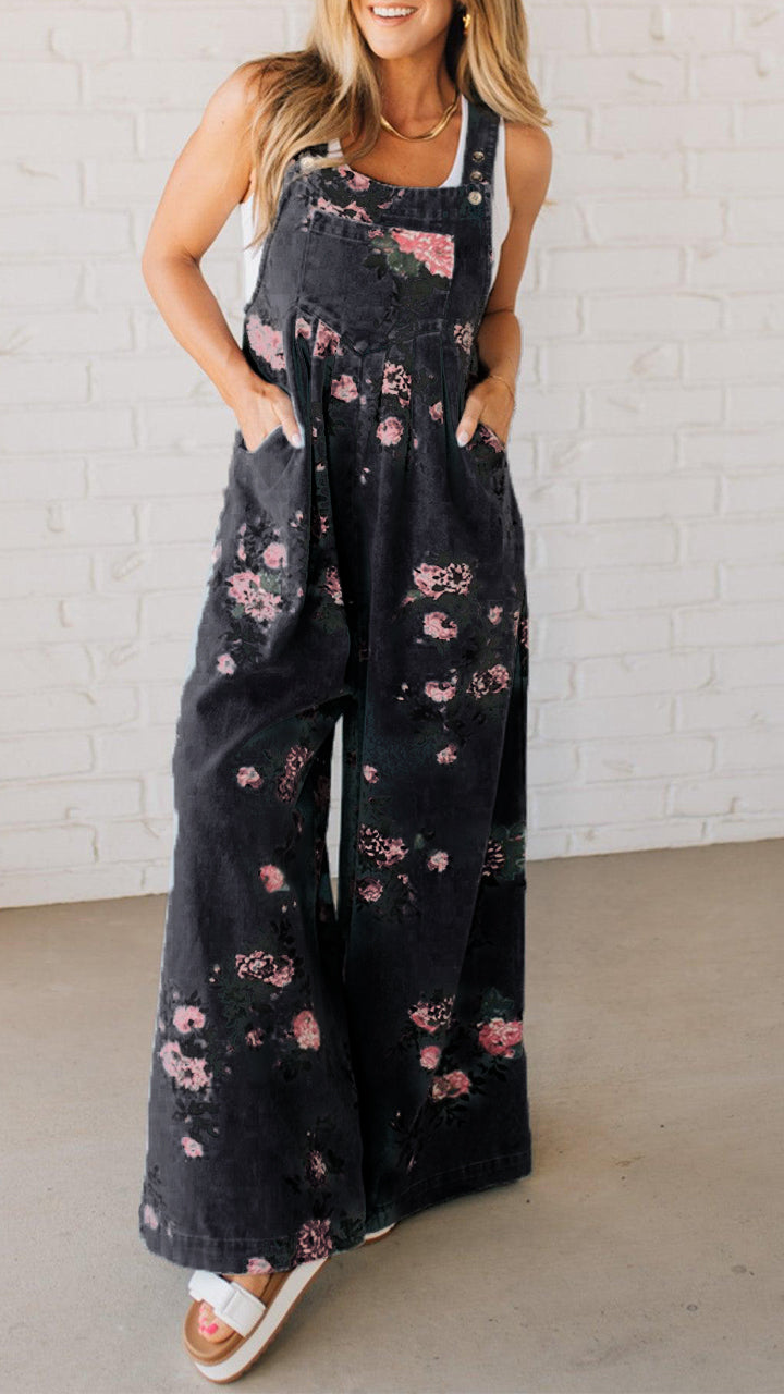 Elaria - Combinaison en Jean pour Femme avec Imprimé et Poches