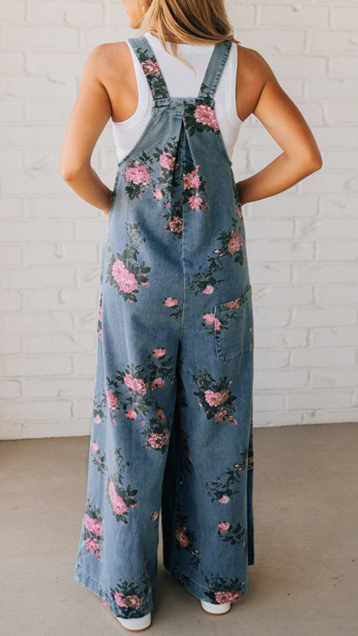 Elaria - Combinaison en Jean pour Femme avec Imprimé et Poches