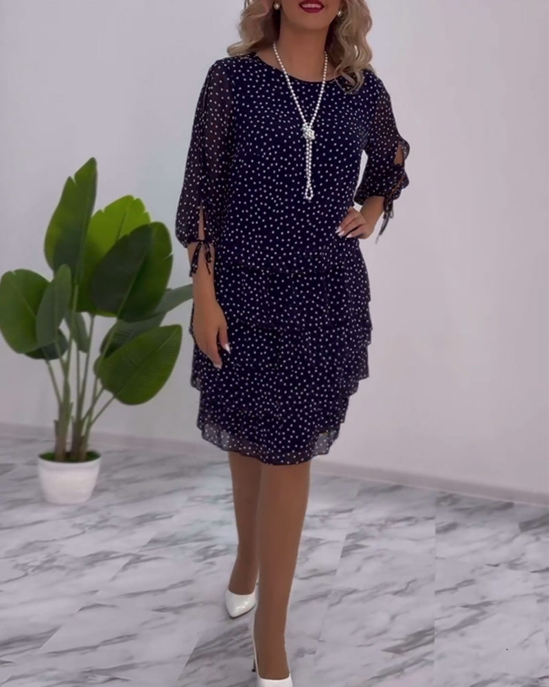 Camille - Robe à Pois Superposée Festive