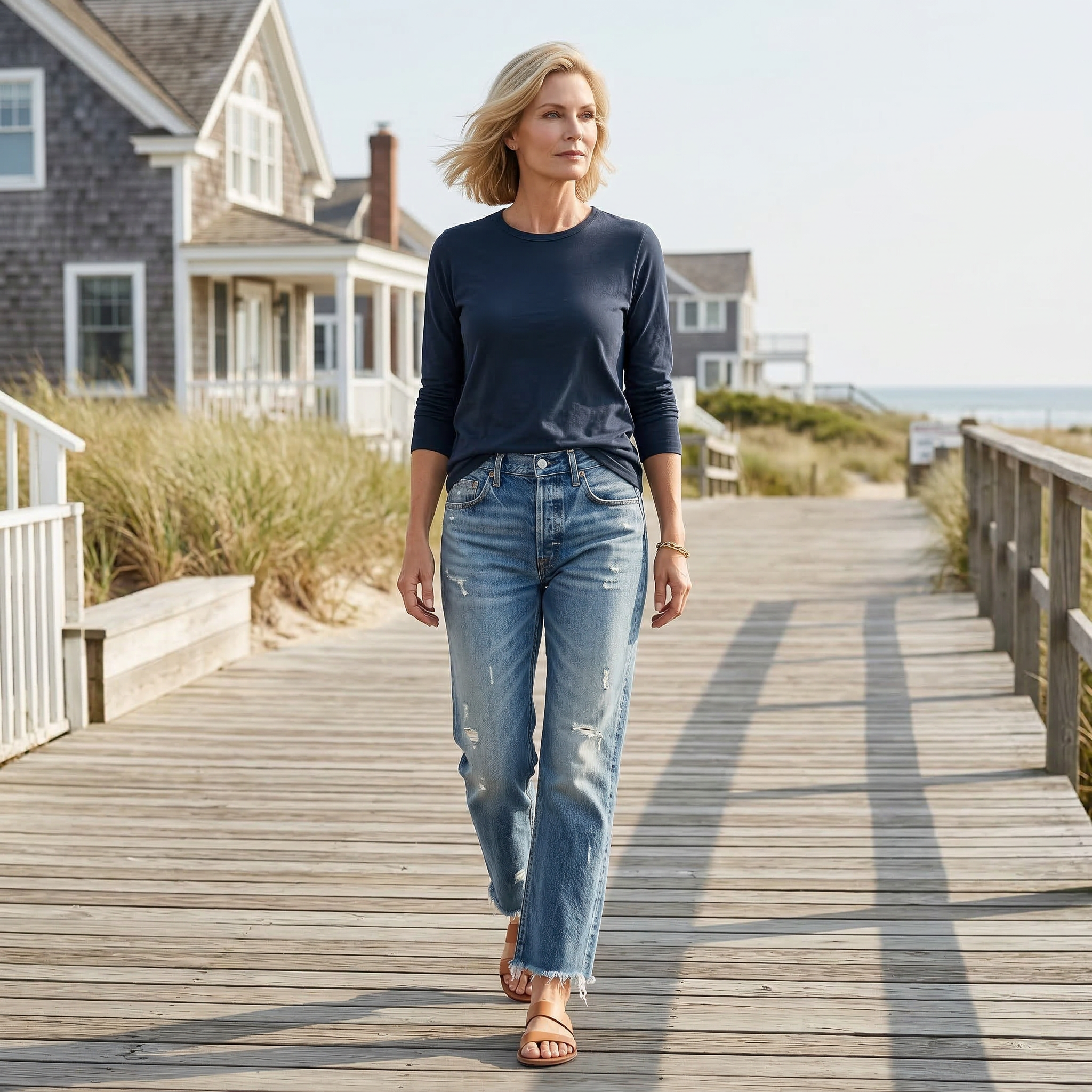 Cazira - Jean Femme Coupe Droite Cropped Denim Confort Moderne