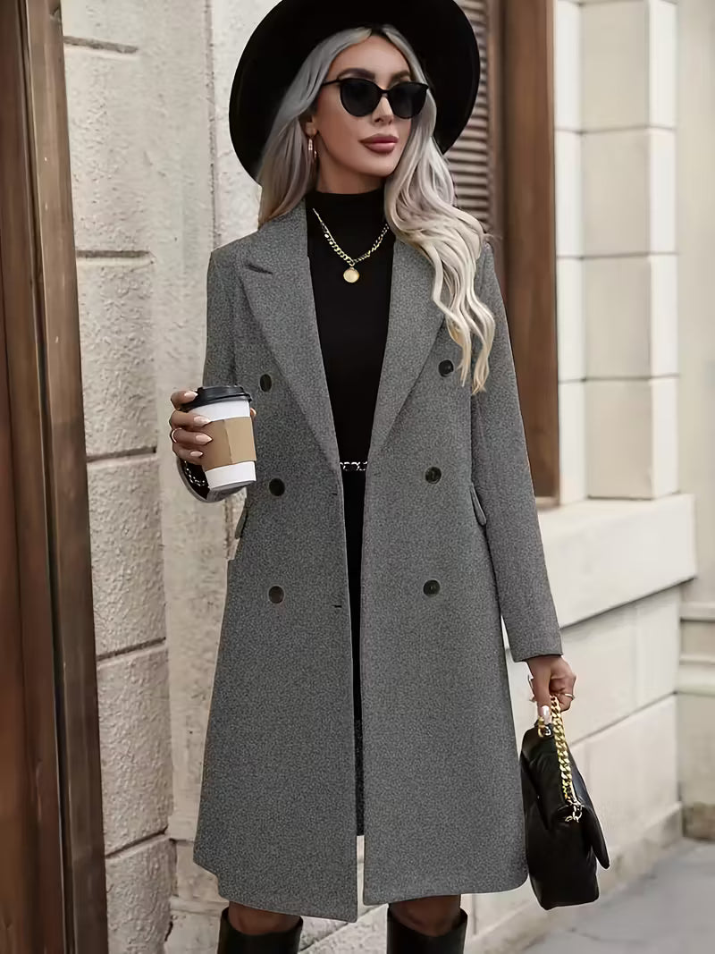 Quinella - Trench-coat femme uni à double boutonnage