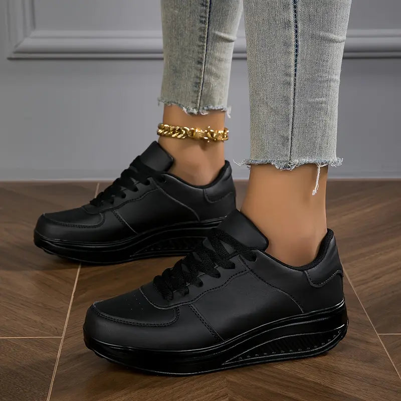 Brelina - Baskets femme plateforme lacets cuir synthétique confort quotidien