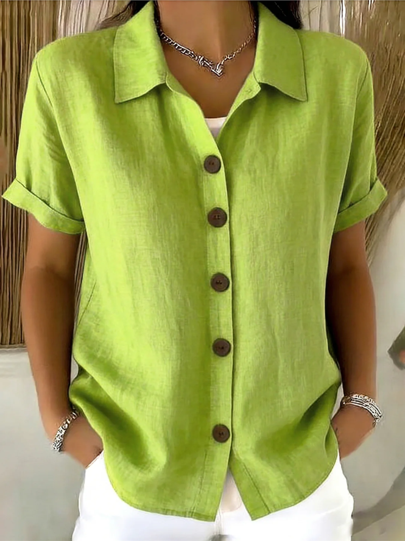 Dovalyne - Blouse femme à boutons devant style décontracté élégant