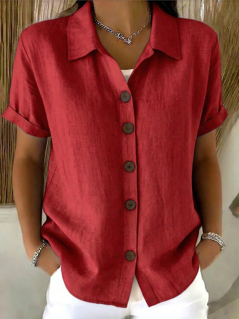 Dovalyne - Blouse femme à boutons devant style décontracté élégant