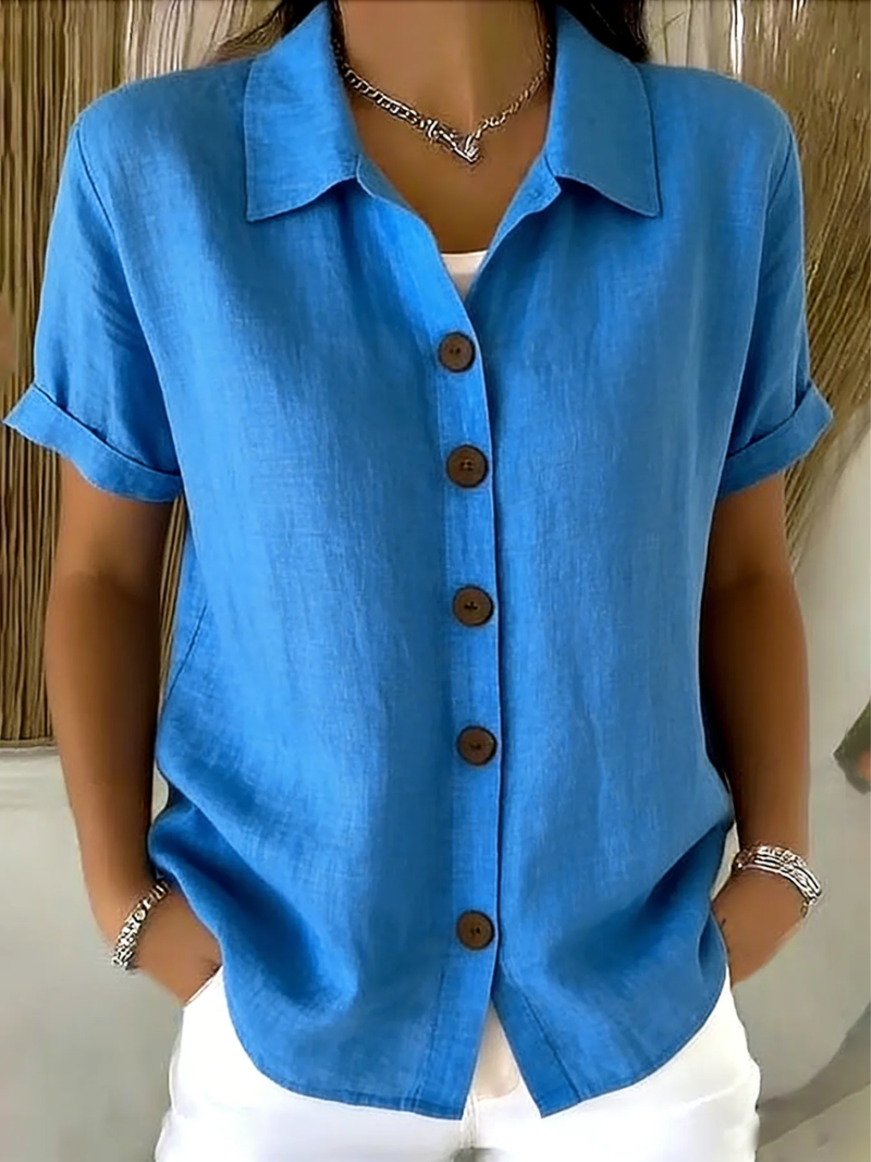 Dovalyne - Blouse femme à boutons devant style décontracté élégant