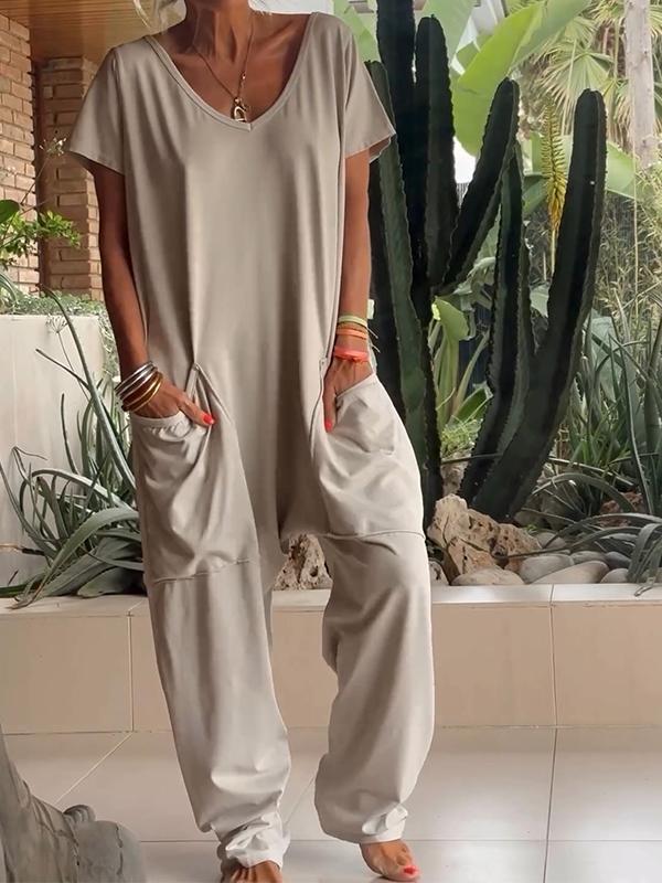 Zaria - Combinaison Élégante à Col V : Un Style Simple, Sophistiqué et Polyvalent