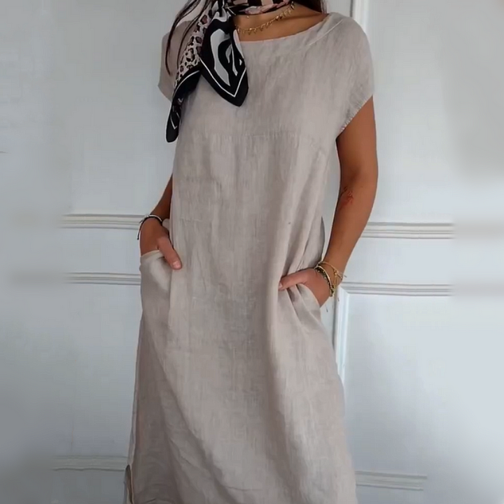 Jurelia - Robe en Lin à Encolure Ronde