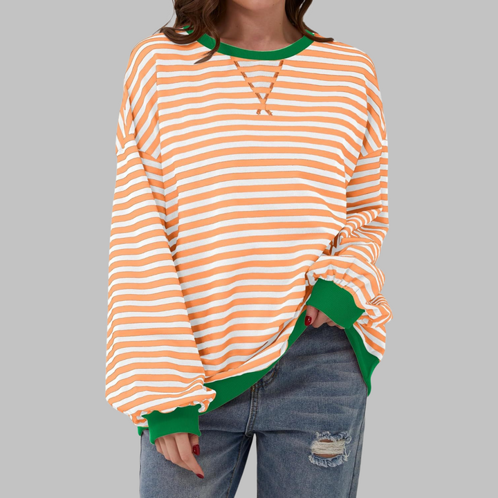 Helyria - Pull femme rayé oversize confortable style décontracté hiver