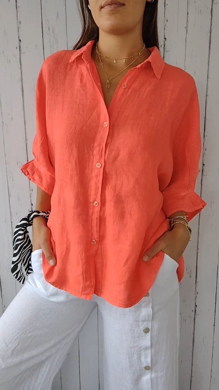 Delphira - Chemise en coton et lin nouée dans le dos