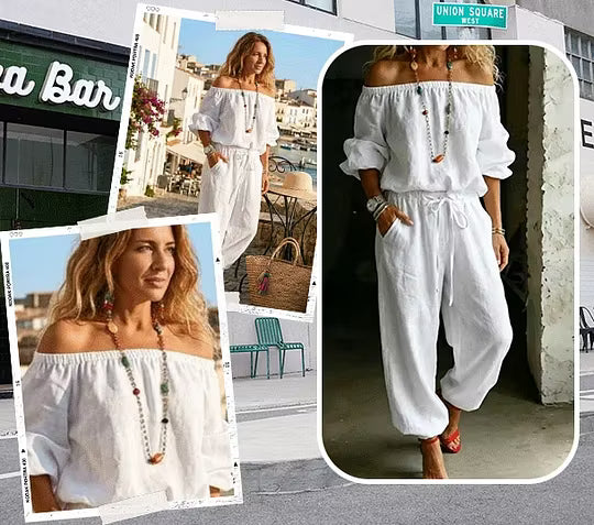 Brixavelle - Ensemble deux pièces en coton avec taille nouée