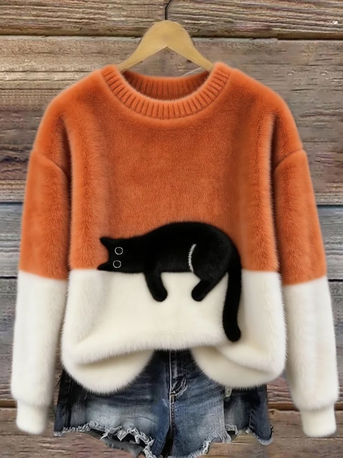 Lunivienne - Pull Doux Motif Chat