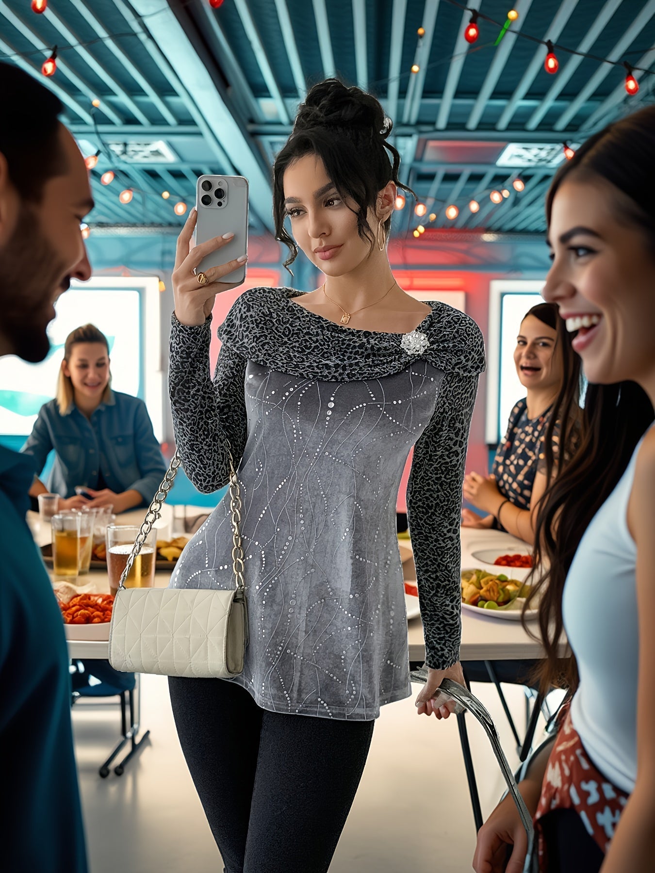 Lunessavine - Blouse Élégante Sans Épaules à Détails Subtils