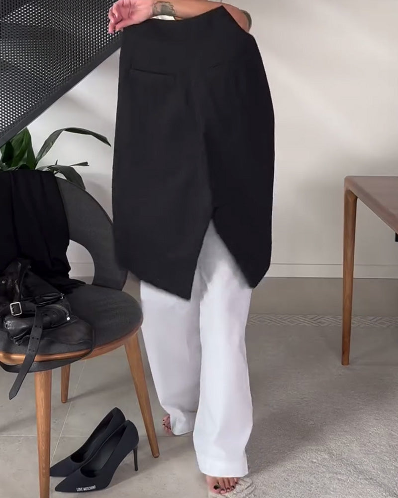 Blair - Pantalon femme large asymétrique pour bureau et quotidien