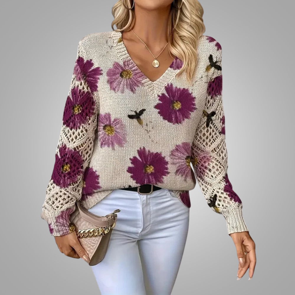 Marisavina - Pull Floral Vintage Élégant