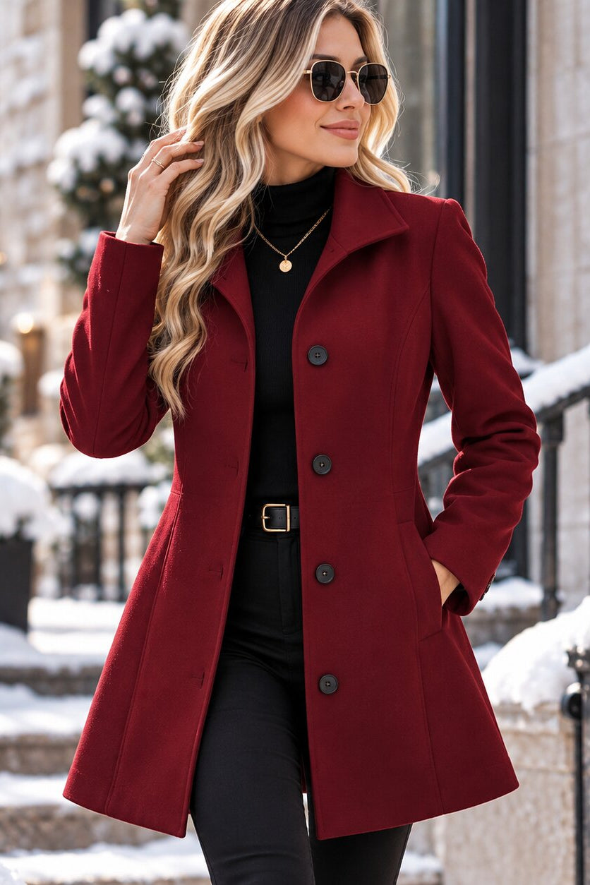 Brune - Women's tailored coat with a classic collar and button closure