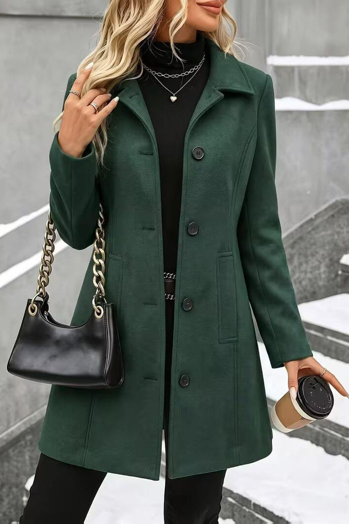 Brune - Women's tailored coat with a classic collar and button closure