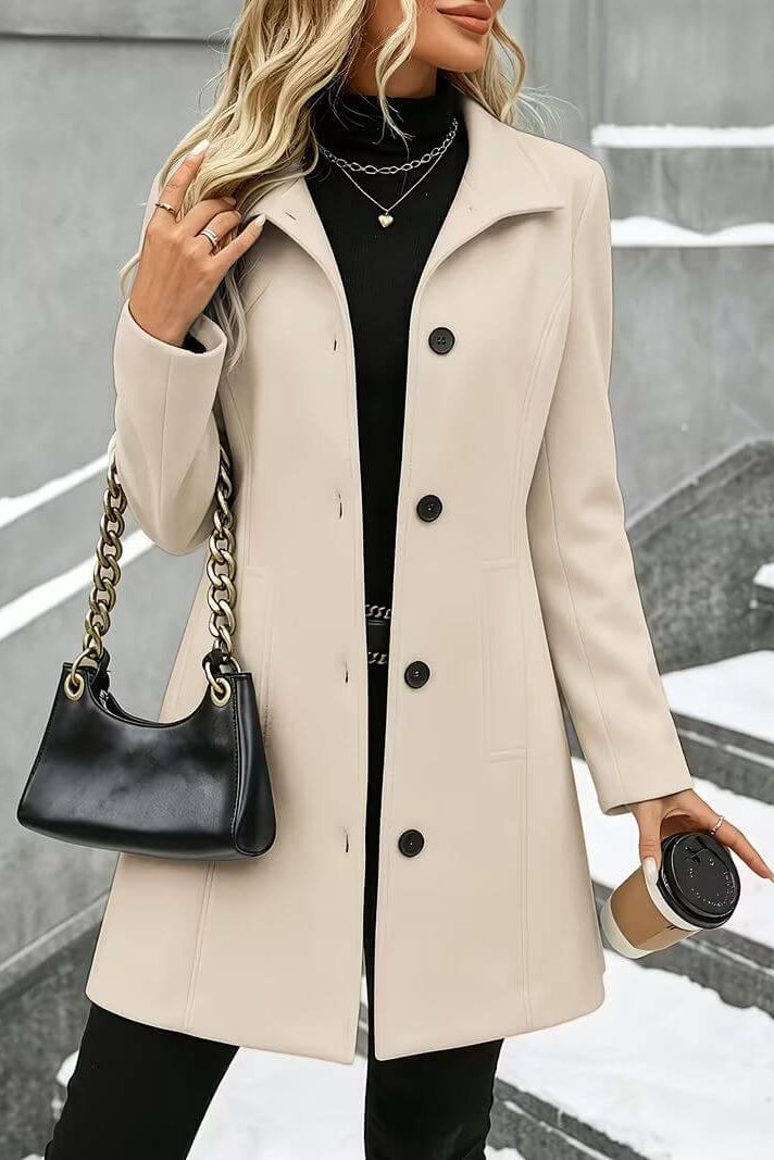 Brune - Women's tailored coat with a classic collar and button closure