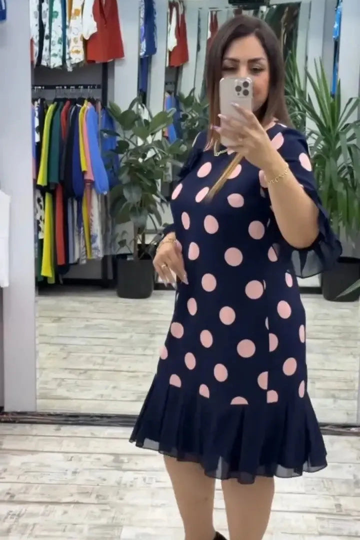 Manouk - Robe femme à pois avec jupe plissée élégante