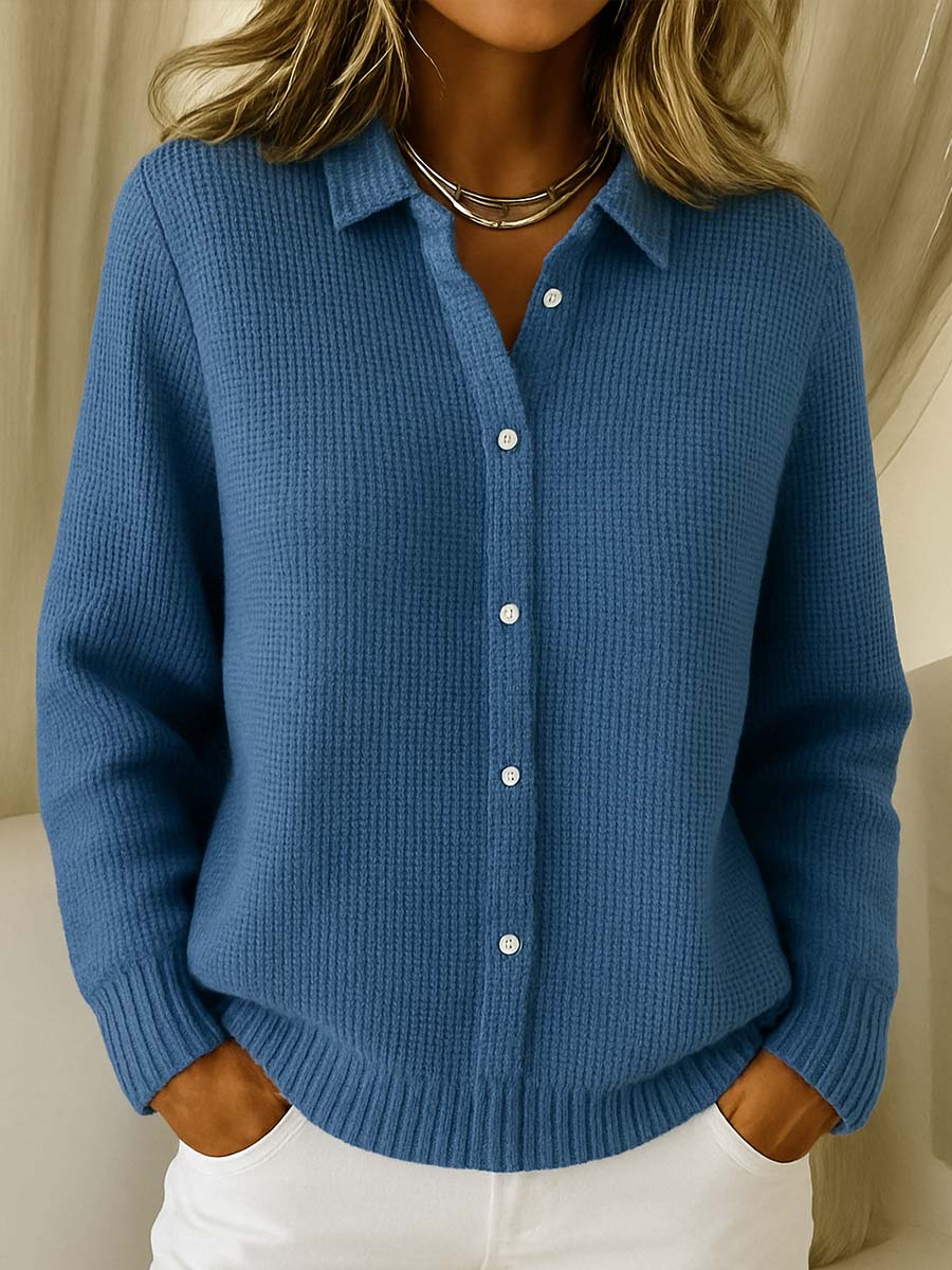 Rhosalyn - Cardigan Chic à Col Chemise et Manches Longues