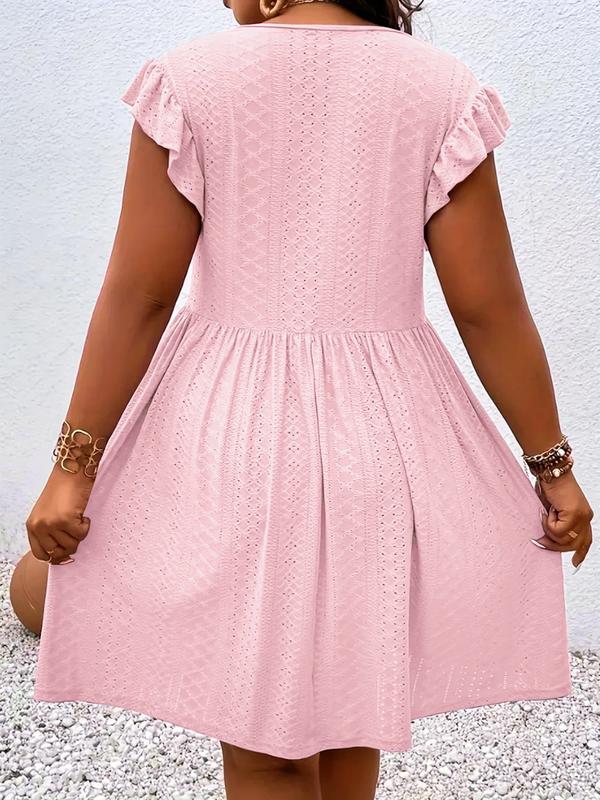 Elinorae - Robe femme grise avec décolleté découpé et manches volantées