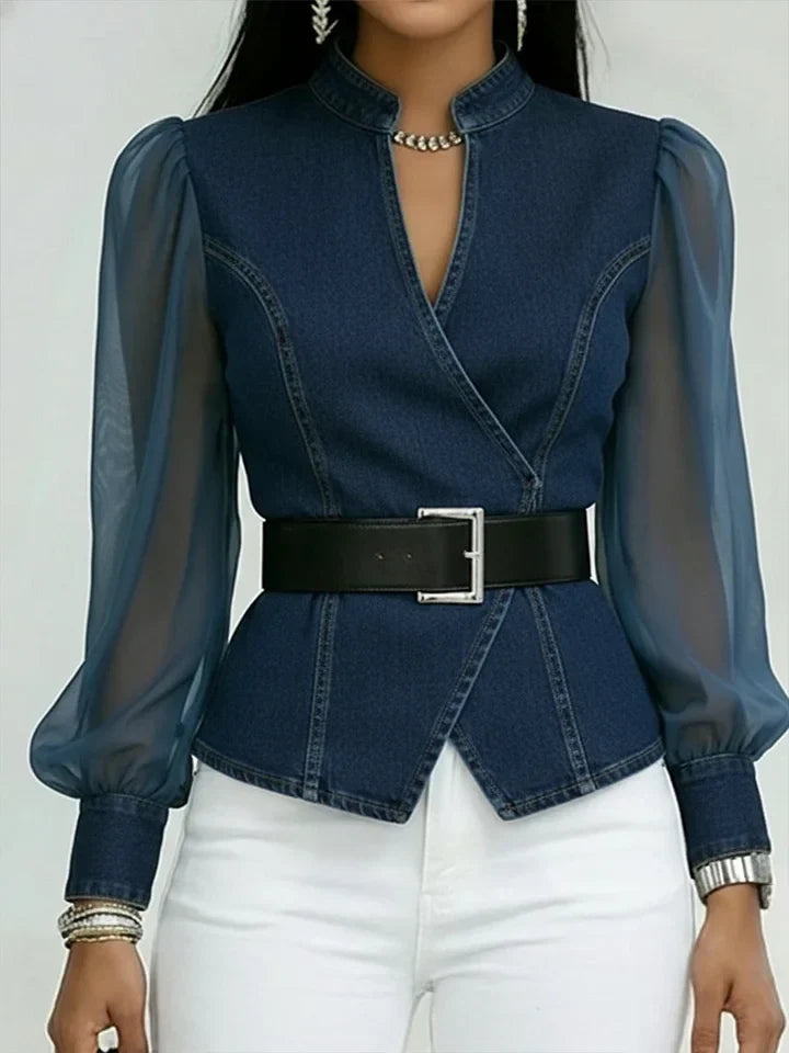Quinellea - Chemisier Structuré en Denim Élégant