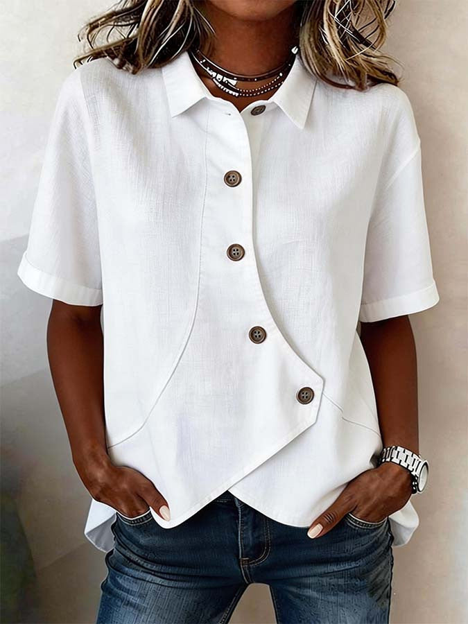 Aurelyth - Chemise femme asymétrique à boutons avec col structuré élégant