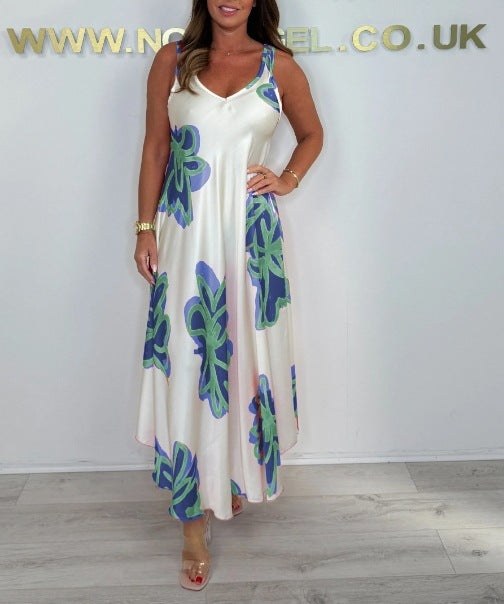 Carisia - Robe Maxi à Bretelles Imprimée pour une Élégance Estivale et Légère