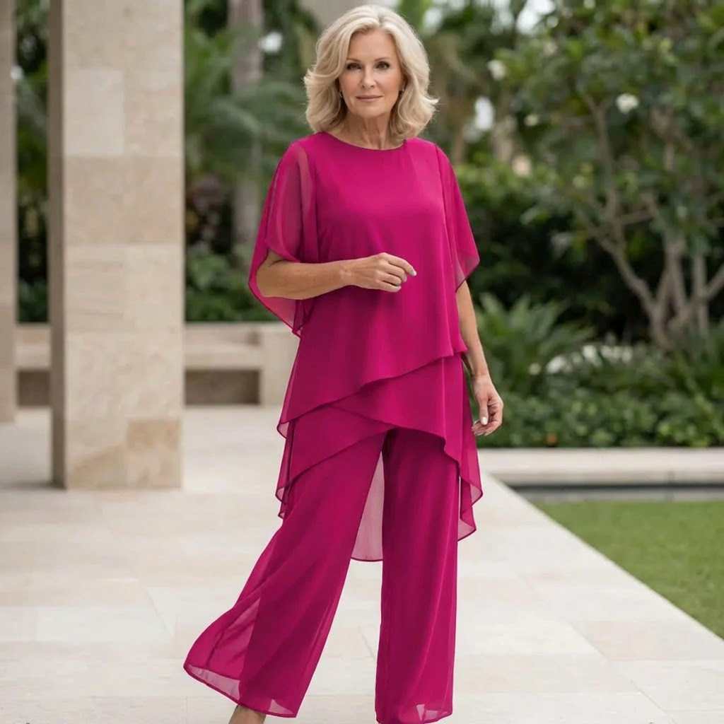 Eryndra - Ensemble Élégant Femme avec Pantalon Palazzo Drapé
