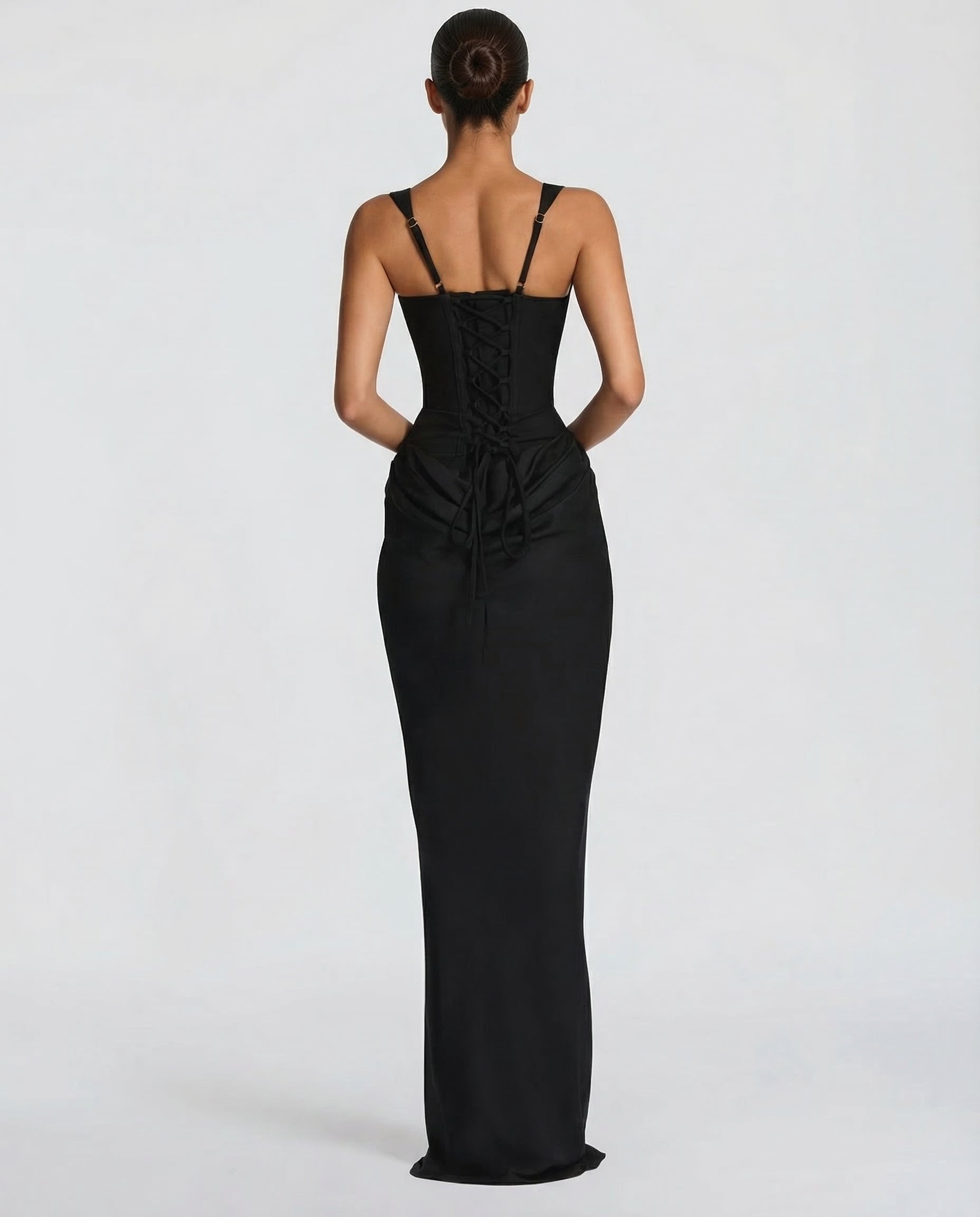 Elyndoria - Robe maxi femme moulante effet sablier élégante et satinée