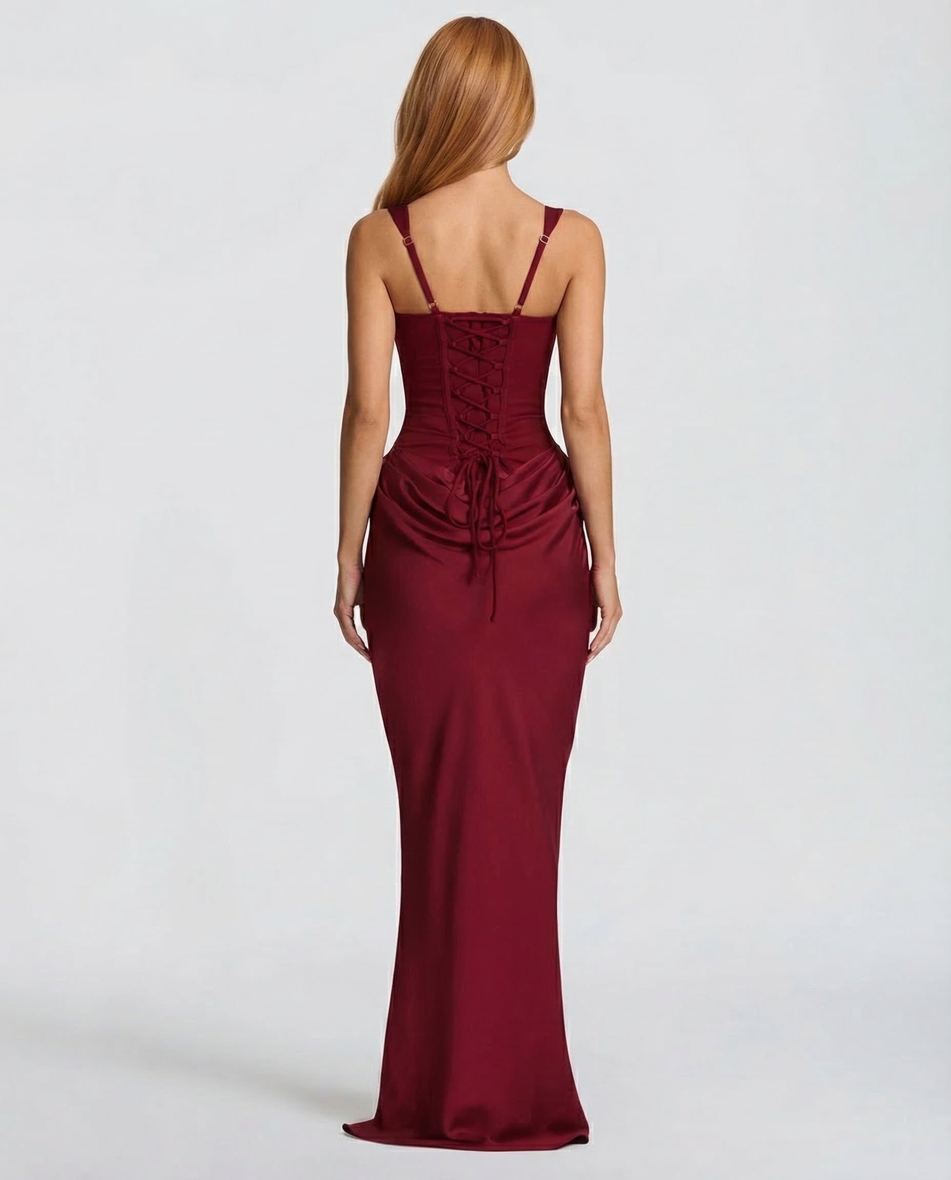 Elyndoria - Robe maxi femme moulante effet sablier élégante et satinée