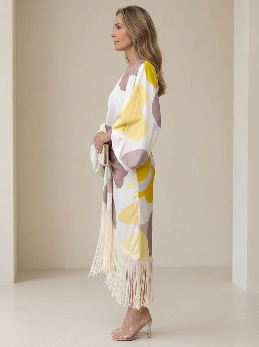 Haveth - Robe Femme Élégante Franges et Coupe Asymétrique Chic