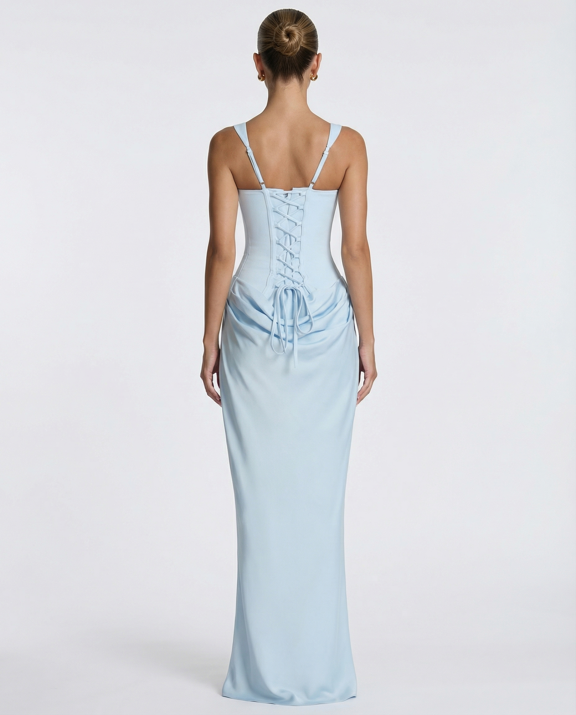 Elyndoria - Robe maxi femme moulante effet sablier élégante et satinée