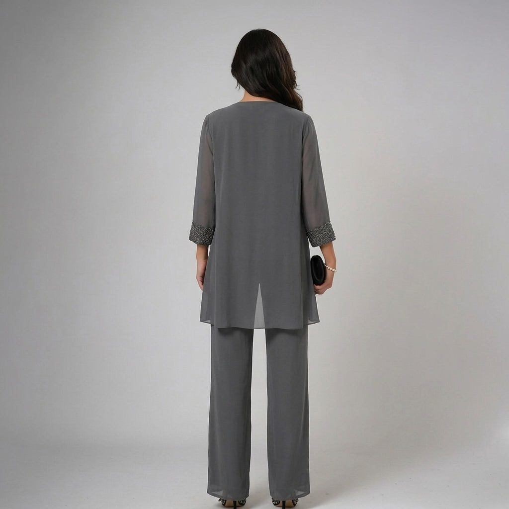 Ixalisse - Ensemble pantalon femme élégant trois pièces fluide et raffiné