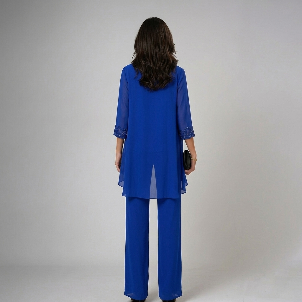 Ixalisse - Ensemble pantalon femme élégant trois pièces fluide et raffiné