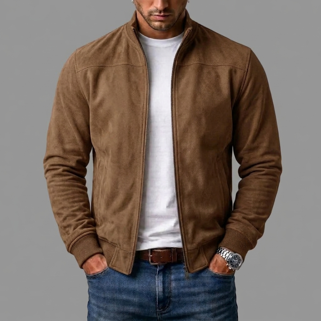 Jules - Blouson homme effet daim avec fermeture zippée
