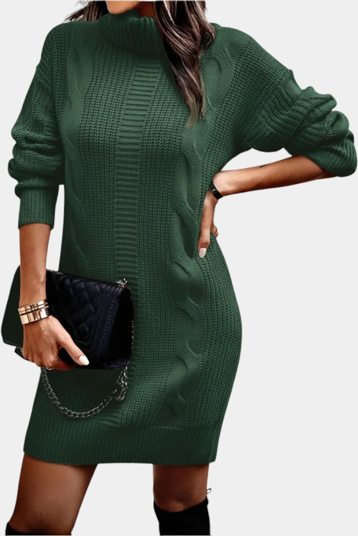 Elinora - Robe Pull Col Roulé Maille Cosy