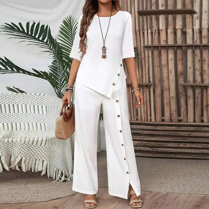 Amelina - Ensemble Coordonné avec Boutons pour un Style Élégant et Décontracté
