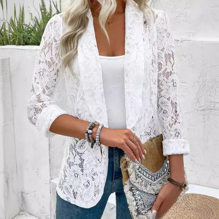 Félicie - Élégance en Dentelle Blazer Léger et Chic