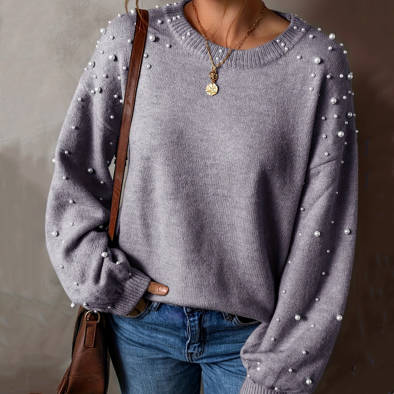 Fiep - Pull femme à perles et manches bouffantes